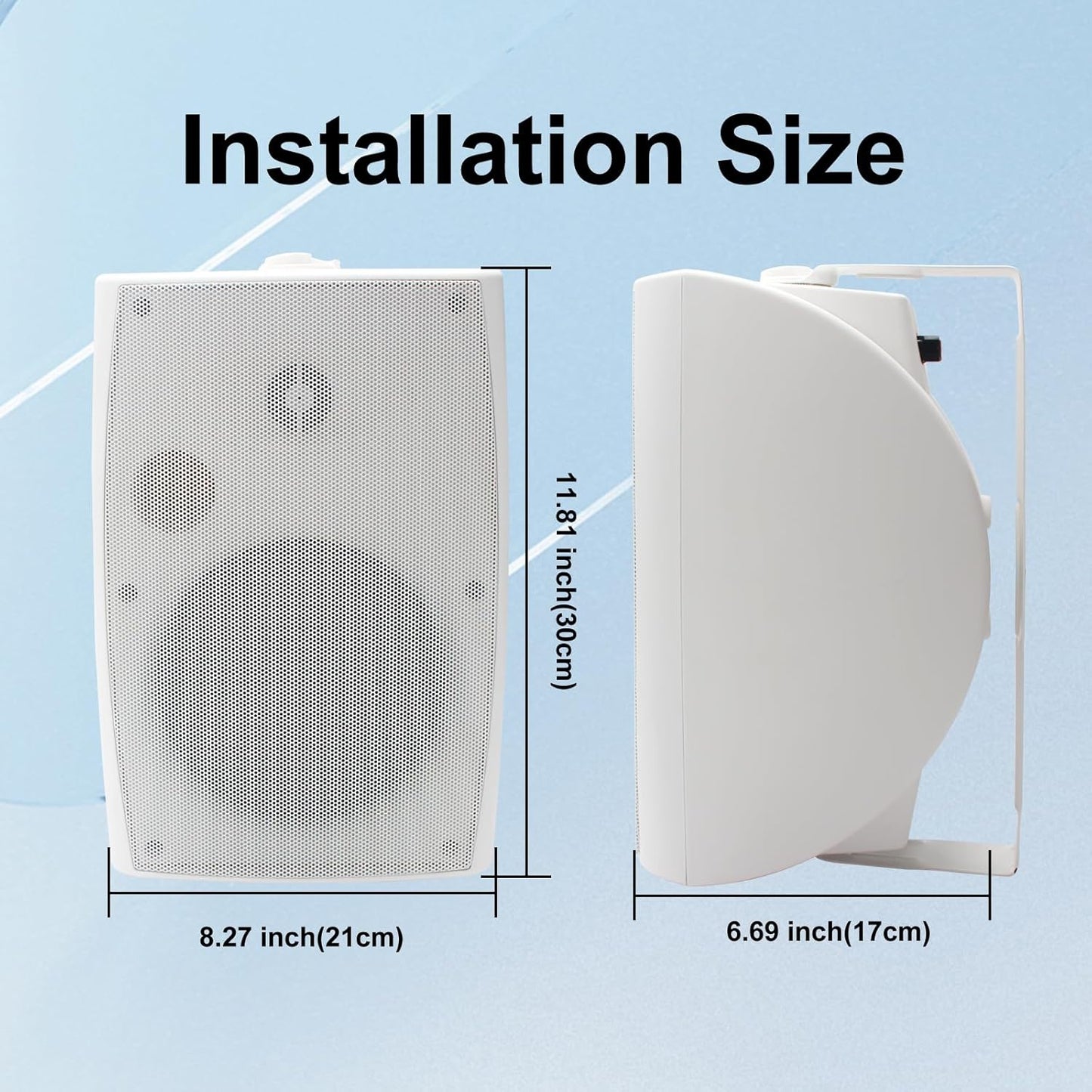 STUDIOFINIX 6.5" Outdoor Wall Speakers | 800W Waterproof Passive 4-Pack (Black)
