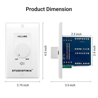 STUDIOFINIX 100W In-Wall Volume Control Knob | Impedance Matching | Indoor & Outdoor Speaker Controller