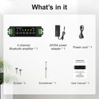 STUODIOFINIX 4-Channel Mini Bluetooth Amplifier 120w for Passive Speakers with TWS,AUX,MIC,USB,Replacement Part,Suitable for Wall/Ceiling/Marine/Bookshelf Speakers