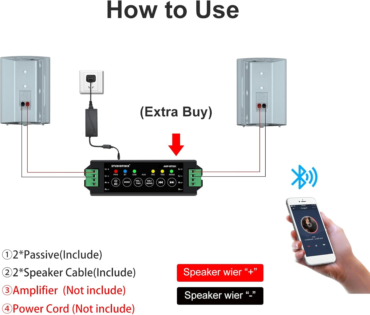 STUDIOFINIX 6.5 Inch 400W Outdoor Speakers Wired Waterproof Passive, Wall Mount Speakers for Patio Home Garage Pool (White)