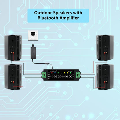 STUDIOFINIX 5.25" Bluetooth Outdoor Wall Speakers | 600W IP44 Weatherproof (Active + Passive Pair)