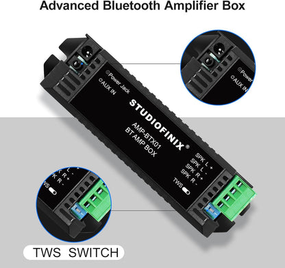 STUDIOFINIX 2-Channel Mini Bluetooth 5.1 Amplifier | Compact Amp for Wall, Ceiling & Bookshelf Speakers