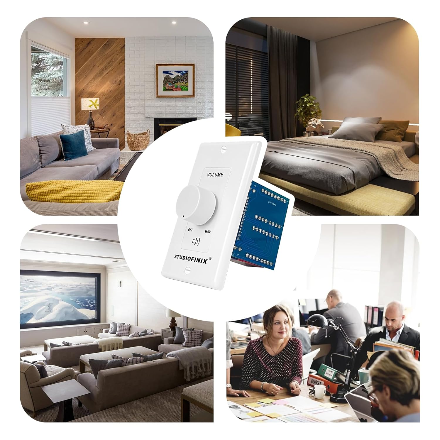 STUDIOFINIX 100W In-Wall Volume Control Knob | Impedance Matching | Indoor & Outdoor Speaker Controller