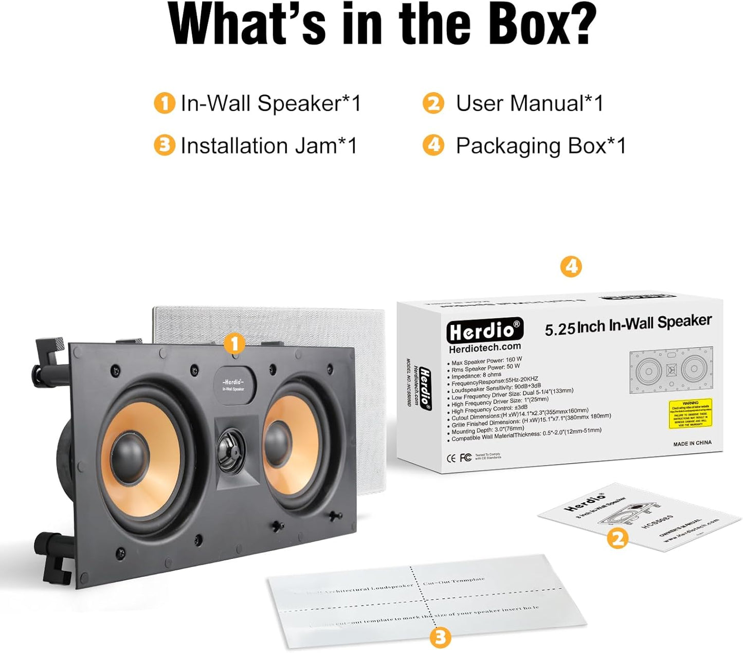 STUDIOFINIX 5.25" In-Wall Center Channel Speaker | 2-Way, Magnetic Grille, Paintable | Home Theater (Single, White)