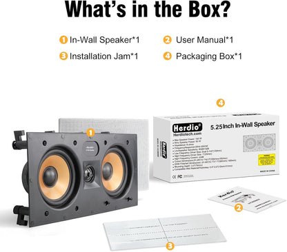 STUDIOFINIX 5.25" In-Wall Center Channel Speaker | 2-Way, Magnetic Grille, Paintable | Home Theater (Single, White)