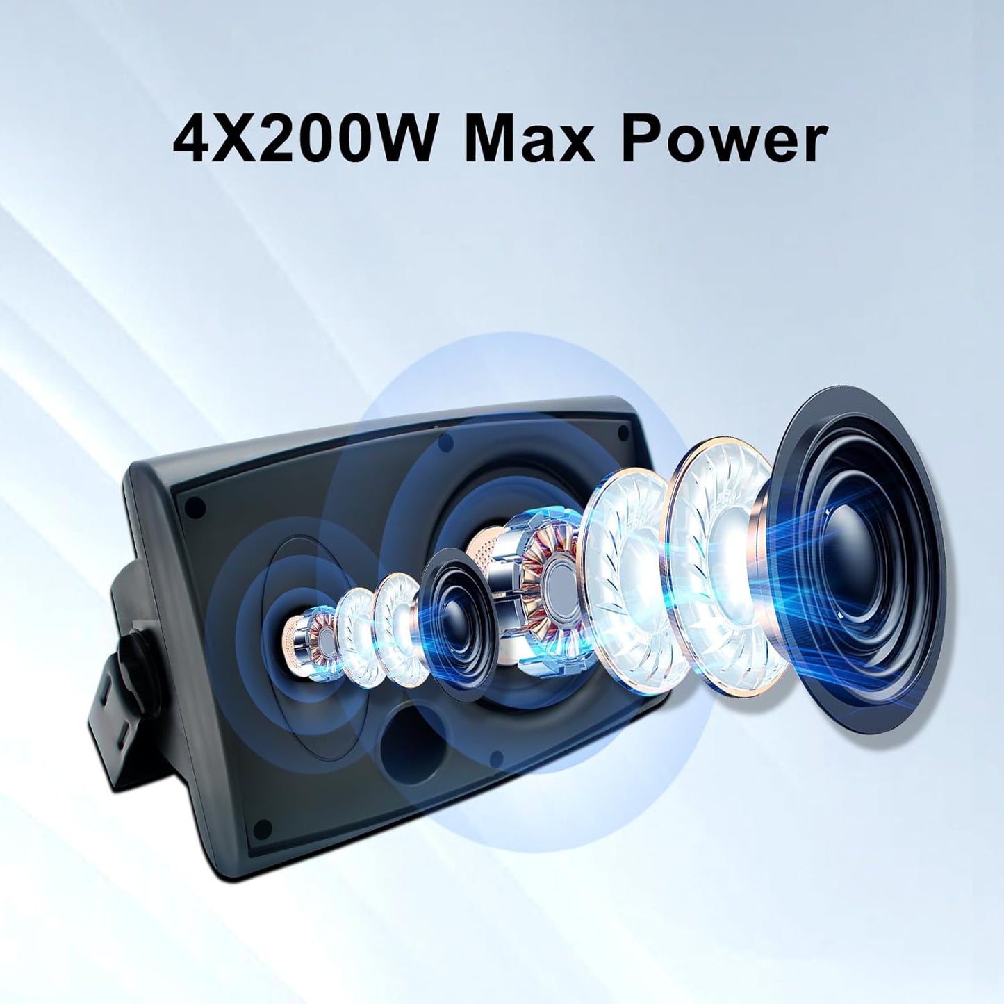 STUDIOFINIX 6.5" Outdoor Wall Speakers | 800W Waterproof Passive 4-Pack (Black)