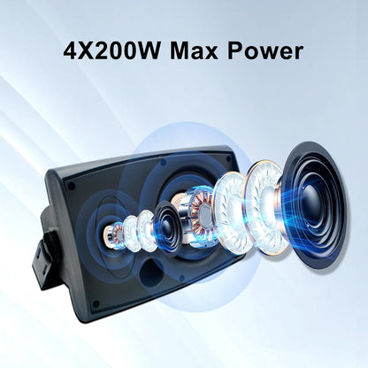 STUDIOFINIX 6.5" Outdoor Wall Speakers | 800W Waterproof Passive 4-Pack (Black)