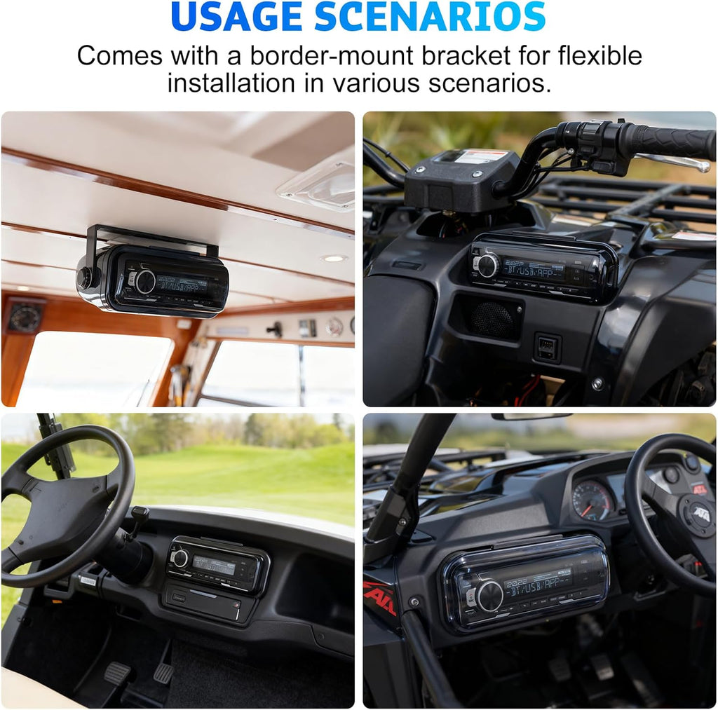 STUDIOFINIX Marine Radio Cover | Waterproof Flip-Up Door, UV-Resistant ABS | Boat Stereo Shield (Black)