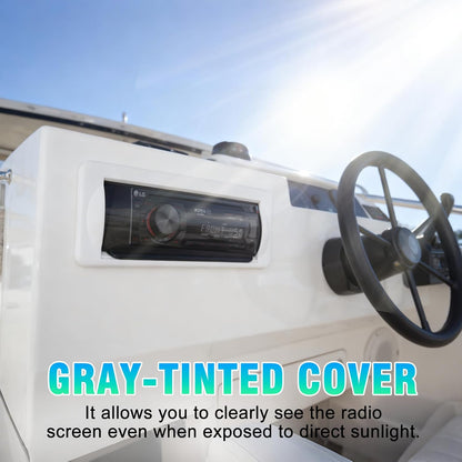 STUDIOFINIX Marine Radio Cover | Waterproof Flip-Up Door, UV-Resistant ABS | Boat Stereo Shield (White)