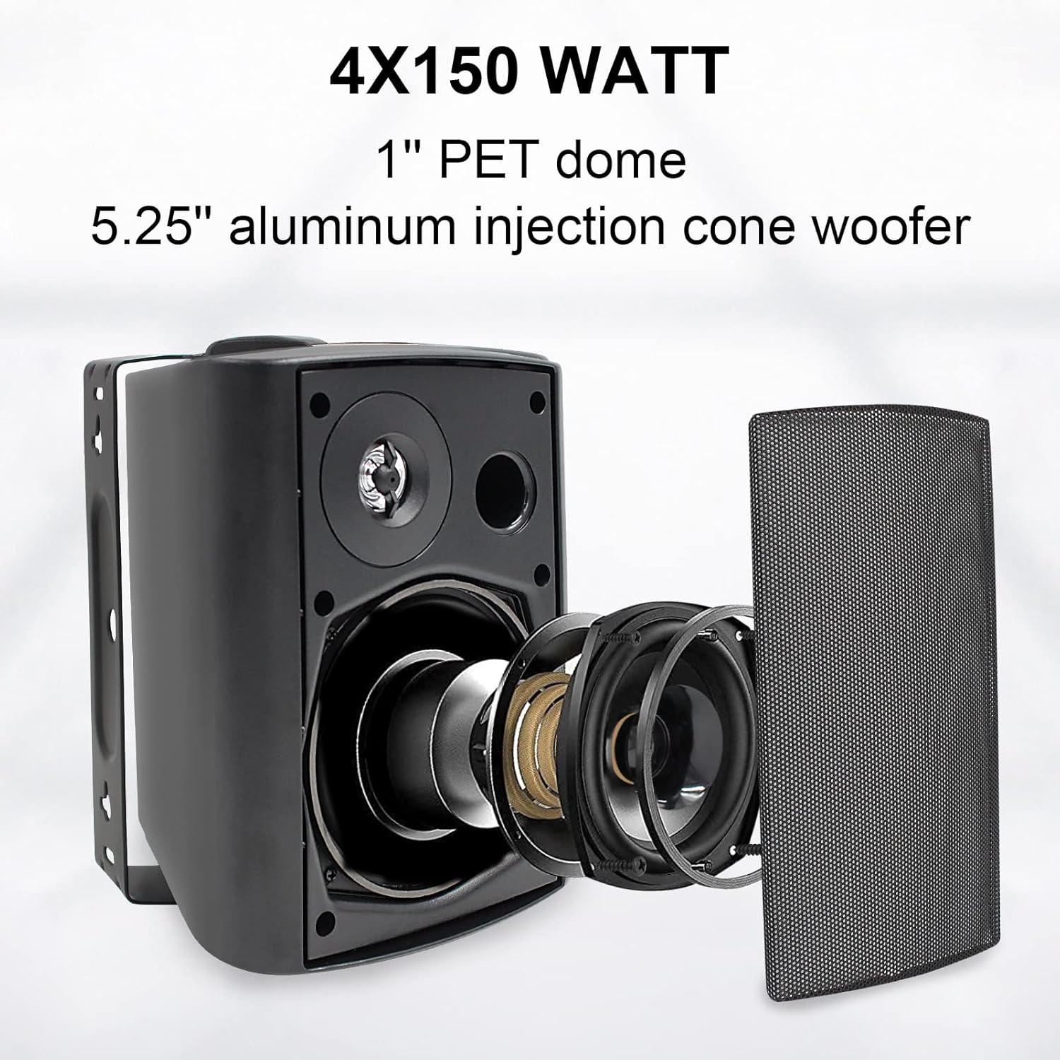 STUDIOFINIX 5.25" Bluetooth Outdoor Wall Speakers – 600W Weatherproof (1 Active + 1 Passive)