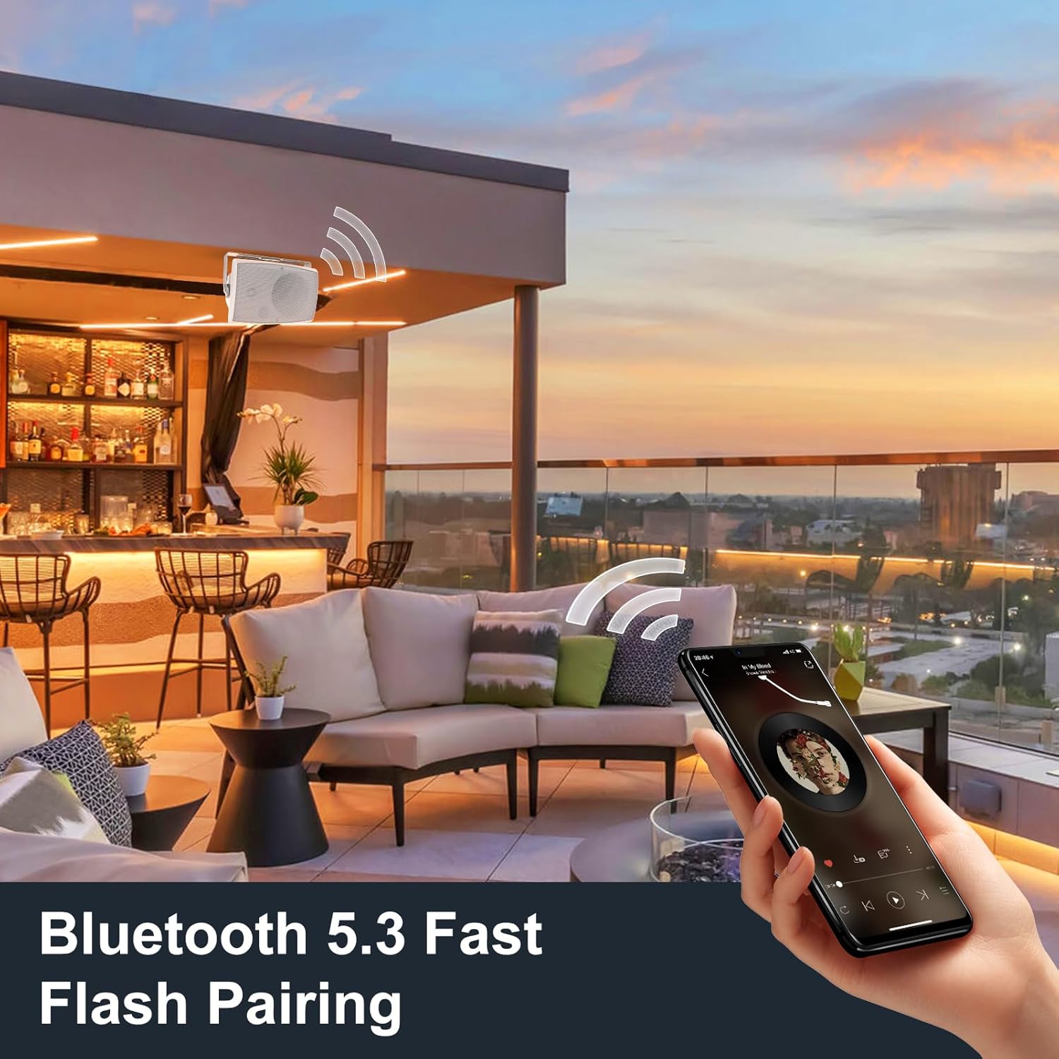 STUDIOFINIX 6.5 Inch 400W Outdoor Bluetooth Speakers Waterproof Wired, Wall Mount Speakers All-Weather Durability for Patio, Covered, Deck, Porch, Pool(Pair, White)