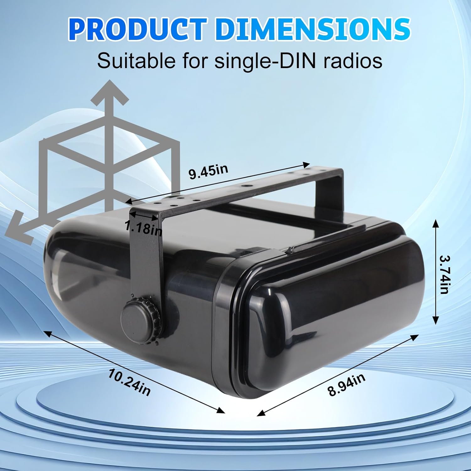 STUDIOFINIX Marine Radio Cover | Waterproof Flip-Up Door, UV-Resistant ABS | Boat Stereo Shield (Black)