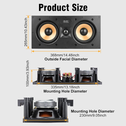 STUDIOFINIX 5.25" In-Wall Center Channel Speaker | 2-Way, Magnetic Grille, Paintable | Home Theater (Single, White)