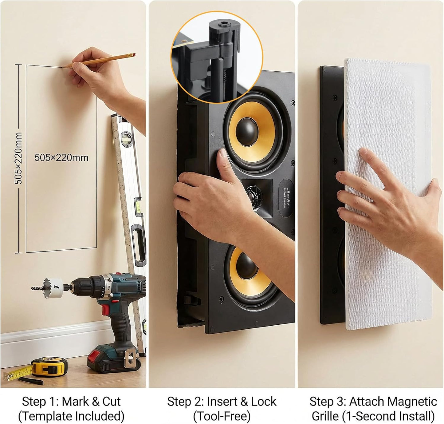 STUDIOFINIX 5.25" In-Wall Center Channel Speaker | 2-Way, Magnetic Grille, Paintable | Home Theater (Single, White)