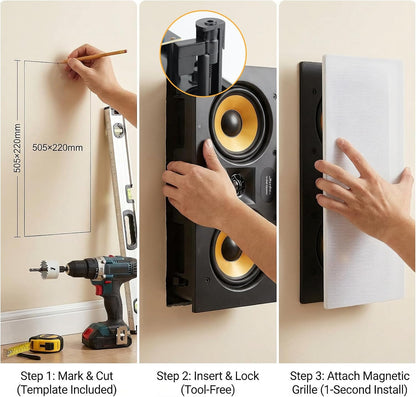 STUDIOFINIX 5.25" In-Wall Center Channel Speaker | 2-Way, Magnetic Grille, Paintable | Home Theater (Single, White)