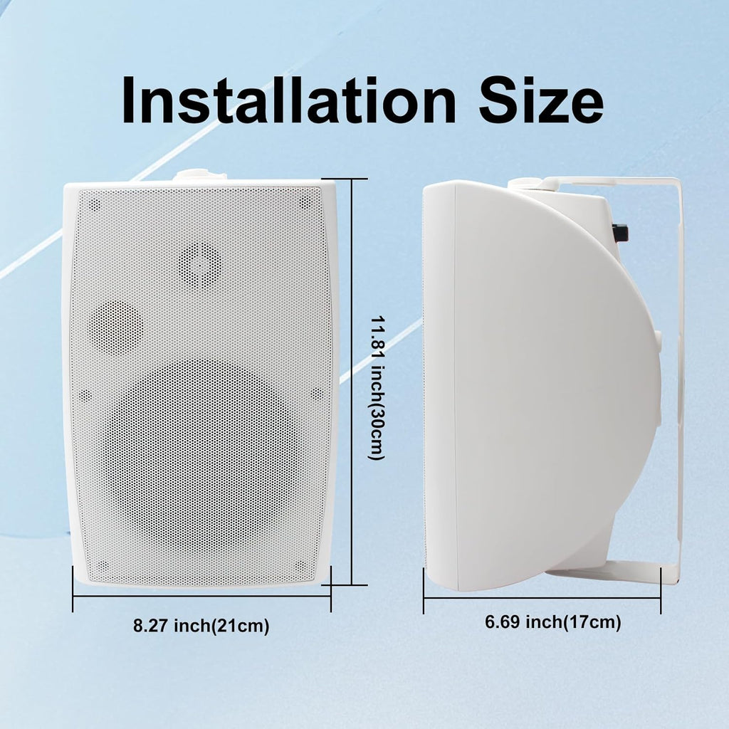 STUDIOFINIX 6.5 Inch Outdoor Speakers Wall-Mounted 800W - Waterproof and High-Performance Audio Solution for Indoor/Outdoor,Home,Patio,Garden,Backyard(4 Passive Speakers Bundle/Black)