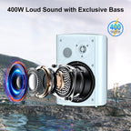 STUDIOFINIX 6.5 Inch 400W Outdoor Speakers Wired Waterproof Passive, Wall Mount Speakers for Patio Home Garage Pool (White)