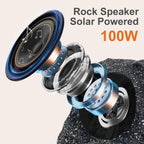 STUDIOFINIX 6.5" Outdoor Rock Speaker Waterproof Bluetooth Wireless Solar Powered with Rechargeable Battery for Patio, Deck, Pool, Garden(Single, Gray)