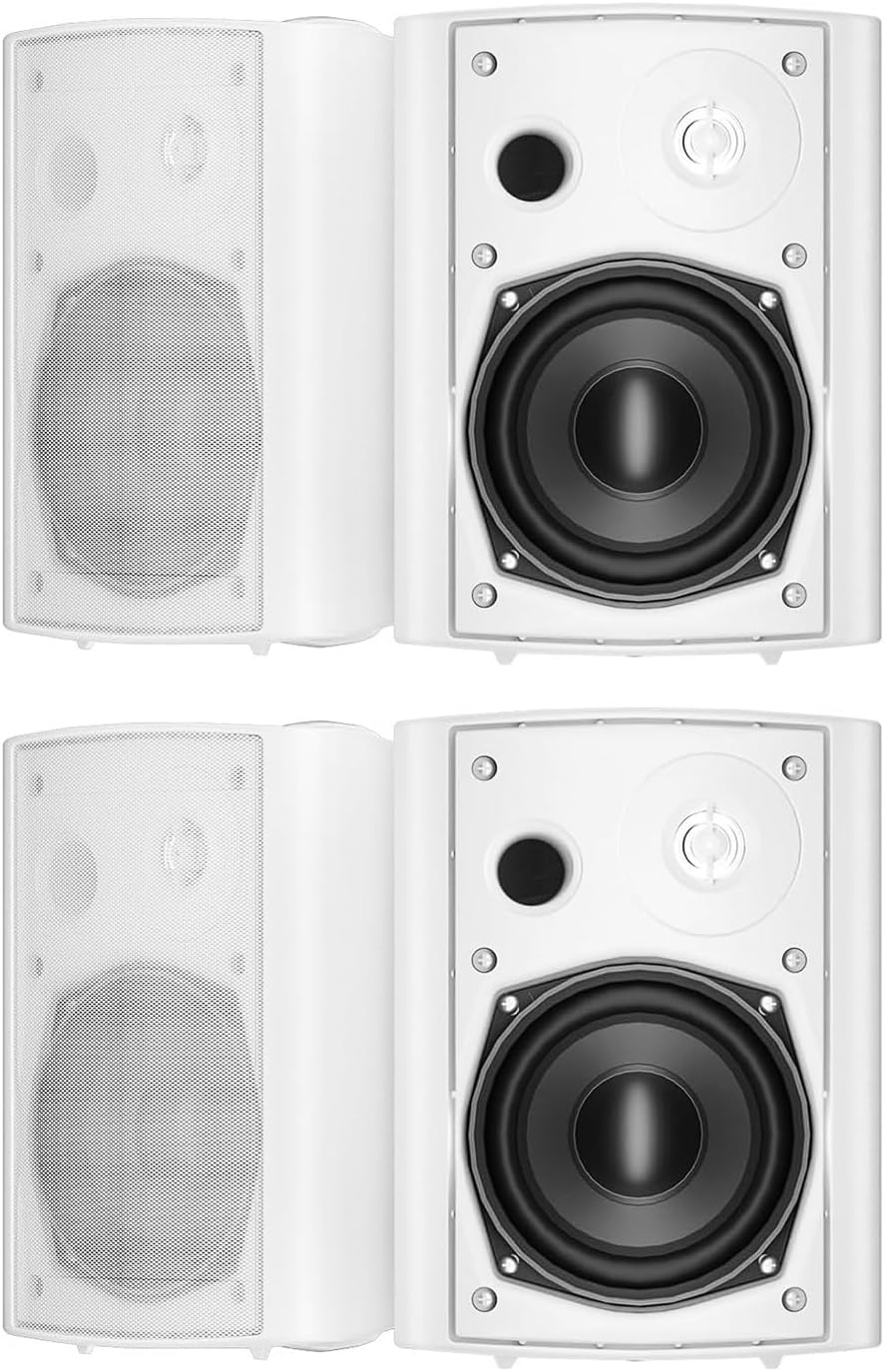 STUDIOFINIX 5.25" Bluetooth Outdoor Wall Speakers – 600W Weatherproof (1 Active + 1 Passive)