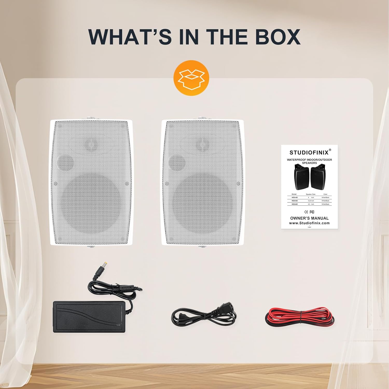 STUDIOFINIX 6.5 Inch 400W Outdoor Bluetooth Speakers Waterproof Wired, Wall Mount Speakers All-Weather Durability for Patio, Covered, Deck, Porch, Pool(Pair, White)