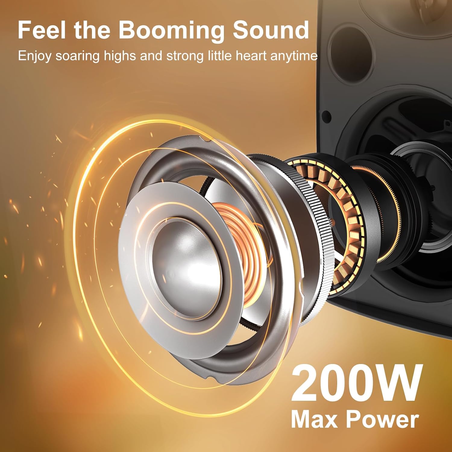 STUDIOFINIX 6.5 Inch 400W Outdoor Bluetooth Speakers Waterproof Wired, Wall Mount Speakers All-Weather Durability for Patio, Covered, Deck, Porch, Pool(Pair, Black)