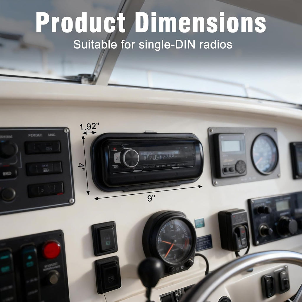 STUDIOFINIX Marine Radio Cover | Waterproof Flip-Up Door, UV-Resistant ABS | Boat Stereo Protector (White)