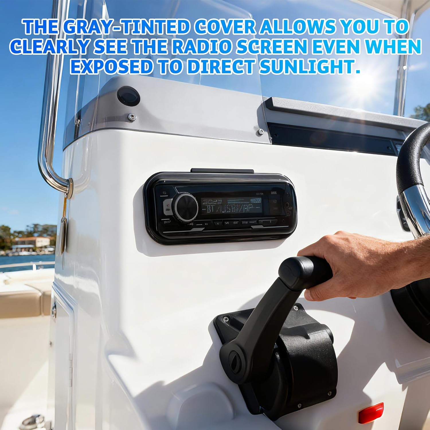STUDIOFINIX Marine Radio Cover | Waterproof Flip-Up Door, UV-Resistant ABS | Boat Stereo Shield (Black)