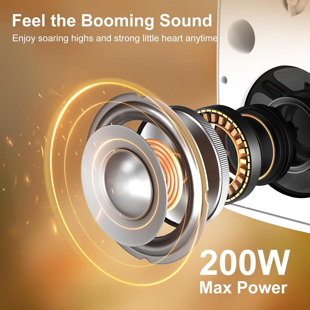 STUDIOFINIX 6.5 Inch 400W Outdoor Bluetooth Speakers Waterproof Wired, Wall Mount Speakers All-Weather Durability for Patio, Covered, Deck, Porch, Pool(Pair, White)