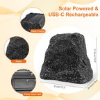 STUDIOFINIX 6.5" Outdoor Rock Speaker Waterproof Bluetooth Wireless Solar Powered with Rechargeable Battery for Patio, Deck, Pool, Garden(Single, Gray)