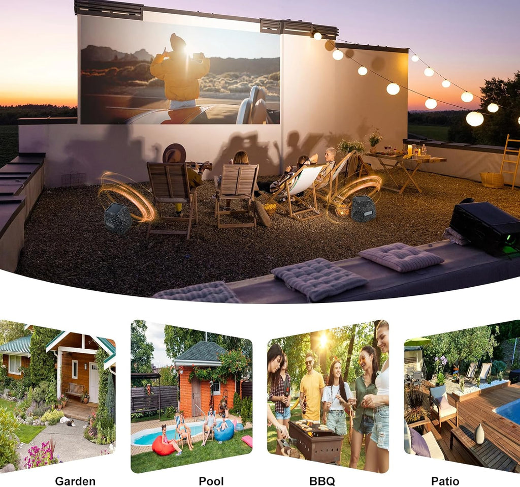 STUDIOFINIX 8" Rock Speakers Outdoor Waterproof - 5.3 Bluetooth Wireless Speaker Solar Powered Max Peak 240W for Garden,Patio,Deck,Pool,Backyard (Gray 1 Pair)