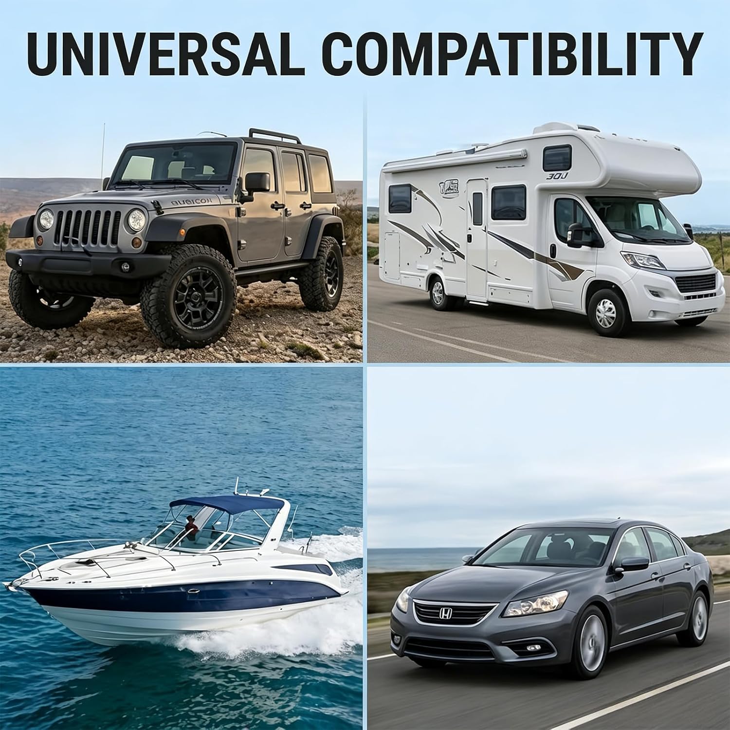 STUDIOFINIX 1.3M Marine FM Radio Antenna | Waterproof Dipole Hideaway | No-Drill Install for Boat, Car & ATV (Black)