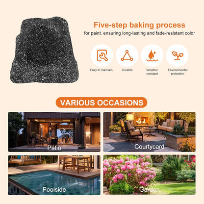 STUDIOFINIX 4" Solar-Powered Outdoor Rock Bluetooth Speaker | Waterproof Rechargeable (Single, Gray)