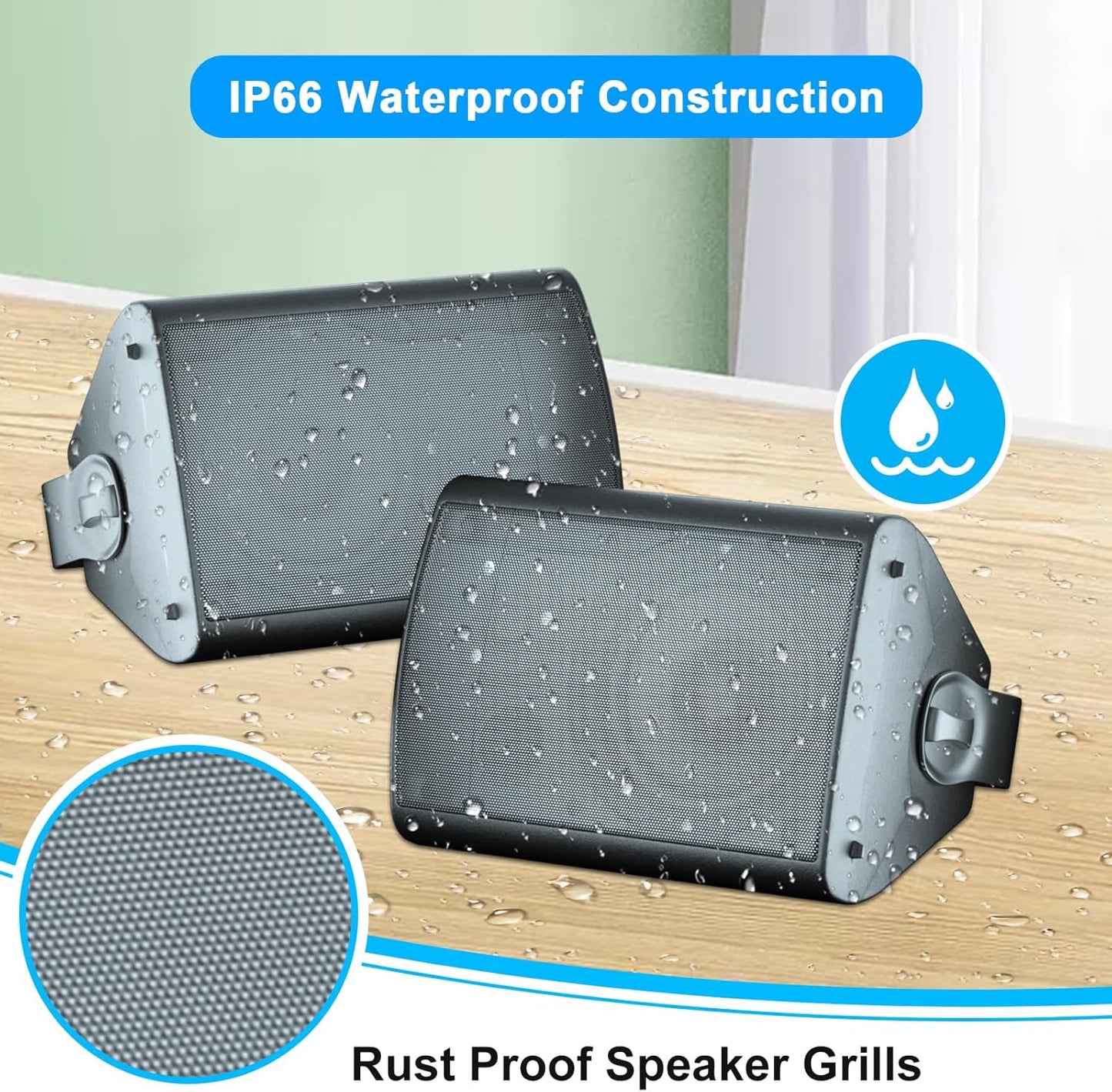 STUDIOFINIX 800W Outdoor Bluetooth Speaker System | IP66 Waterproof Wall Mount with Amplifier (4 Speakers)