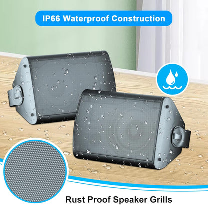 STUDIOFINIX 800W Outdoor Bluetooth Speaker System | IP66 Waterproof Wall Mount with Amplifier (4 Speakers)