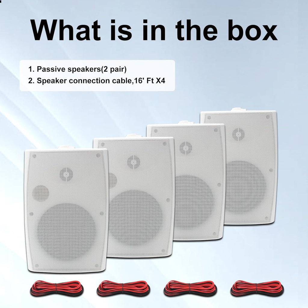 STUDIOFINIX 6.5 Inch Outdoor Speakers Wall-Mounted 800W - Waterproof and High-Performance Audio Solution for Indoor/Outdoor,Home,Patio,Garden,Backyard(4 Passive Speakers Bundle/Black)