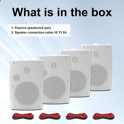 STUDIOFINIX 6.5" Outdoor Wall Speakers | 800W Waterproof Passive 4-Pack (Black)