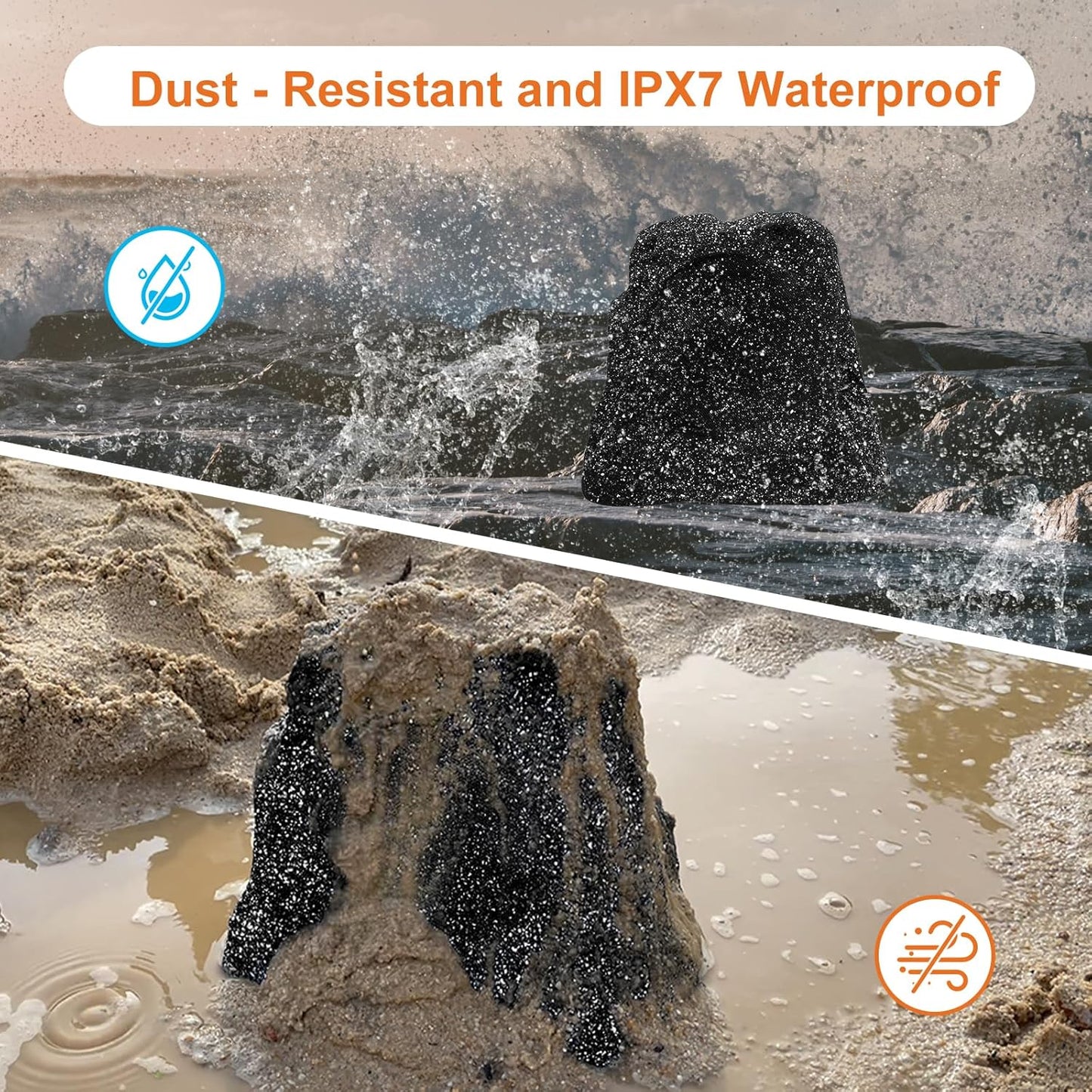 STUDIOFINIX 6.5'' 800W Bluetooth Outdoor Rock Speakers System Waterproof Wired IPX7 with Superior Timbre. Ideal for Garden, Pool Area, Patio & Park (2 Pair)