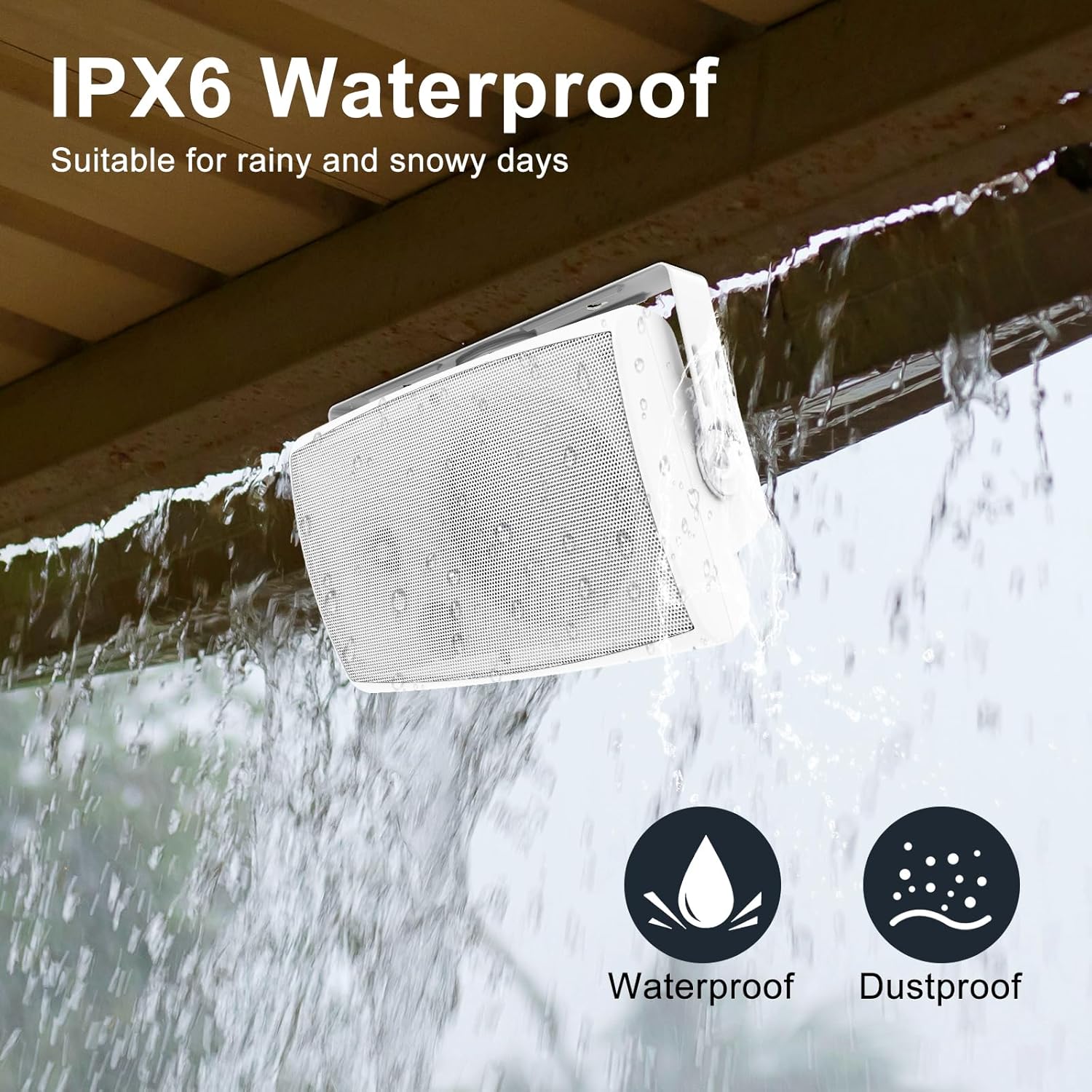 STUDIOFINIX 6.5 Inch 400W Outdoor Bluetooth Speakers Waterproof Wired, Wall Mount Speakers All-Weather Durability for Patio, Covered, Deck, Porch, Pool(Pair, White)