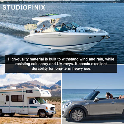 STUDIOFINIX Marine Radio Cover | Waterproof Flip-Up Door, UV-Resistant ABS | Boat Stereo Shield (White)