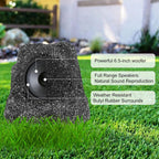 STUDIOFINIX 6.5" Outdoor Rock Speaker Waterproof Bluetooth Wireless Solar Powered with Rechargeable Battery for Patio, Deck, Pool, Garden(Single, Gray)