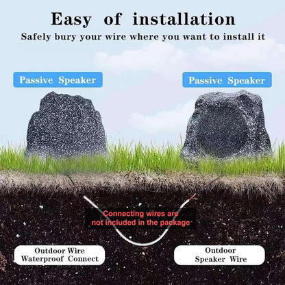 STUDIOFINIX 6.5" Outdoor Rock Bluetooth Speakers | 400W Waterproof IPX6 (Pair, Gray)