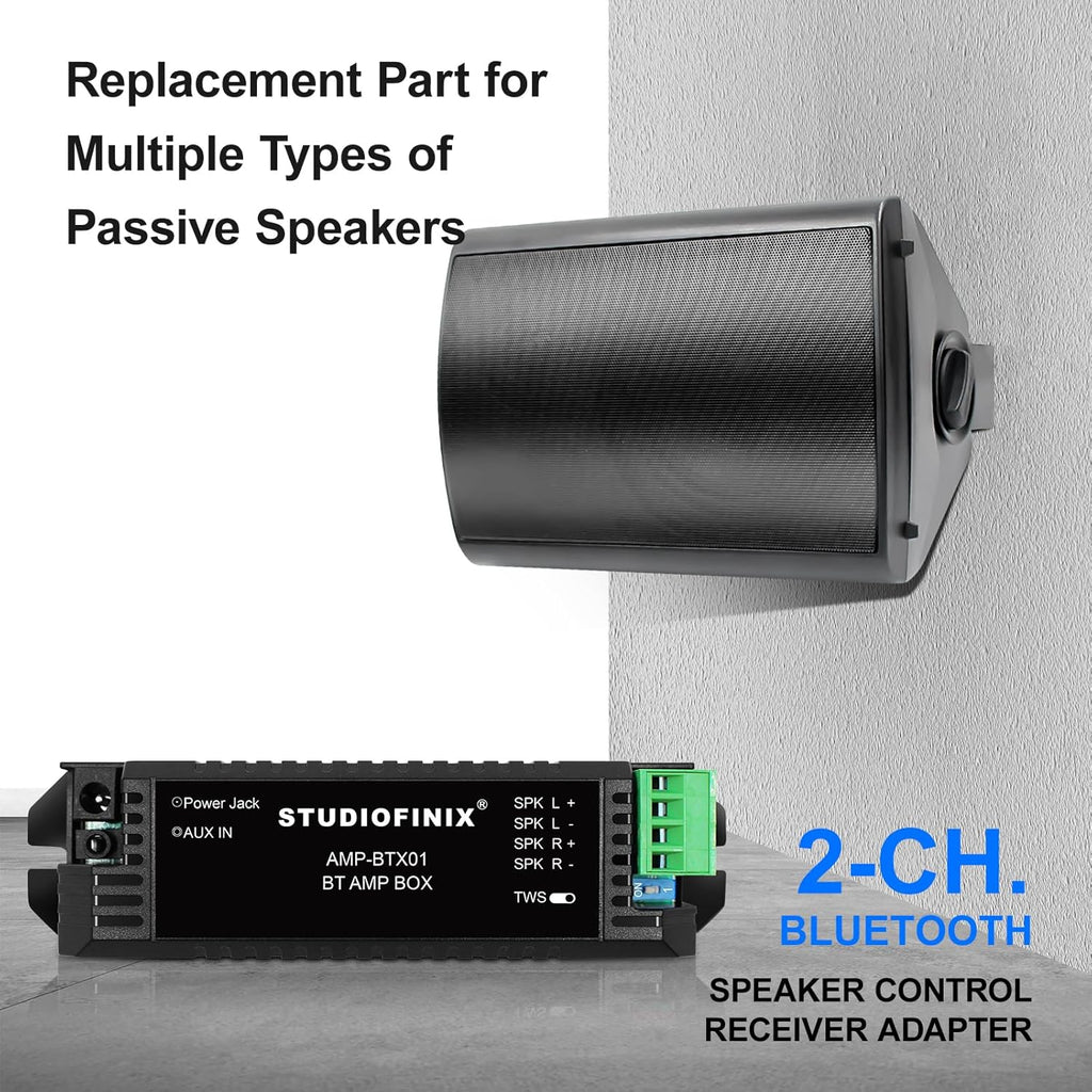 STUODIOFINIX 2-Channel Mini 5.1 Bluetooth Amplifier for Passive Speakers with TWS,AUX,Replacement Part,Suitable for Wall/Ceiling/Bookshelf Speakers