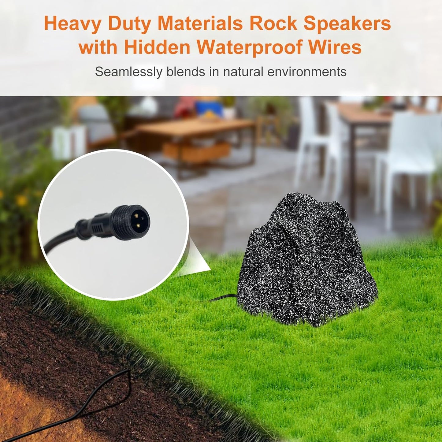 STUDIOFINIX 6.5'' 800W Bluetooth Outdoor Rock Speakers System Waterproof Wired IPX7 with Superior Timbre. Ideal for Garden, Pool Area, Patio & Park (2 Pair)