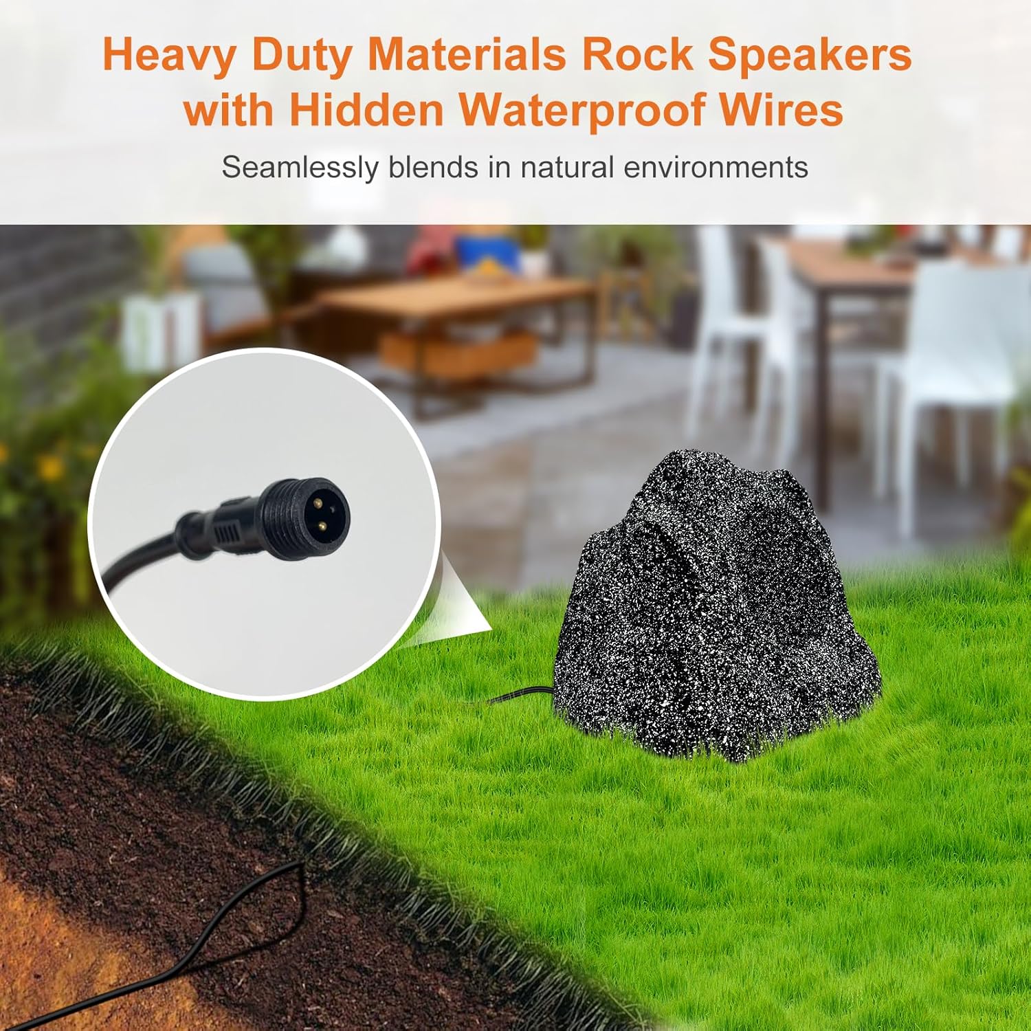 STUDIOFINIX 6.5'' 800W Bluetooth Outdoor Rock Speakers System Waterproof Wired IPX7 with Superior Timbre. Ideal for Garden, Pool Area, Patio & Park (2 Pair)