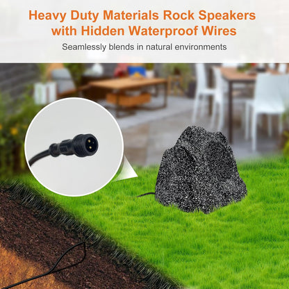 STUDIOFINIX 6.5'' 800W Bluetooth Outdoor Rock Speakers System Waterproof Wired IPX7 with Superior Timbre. Ideal for Garden, Pool Area, Patio & Park (2 Pair)