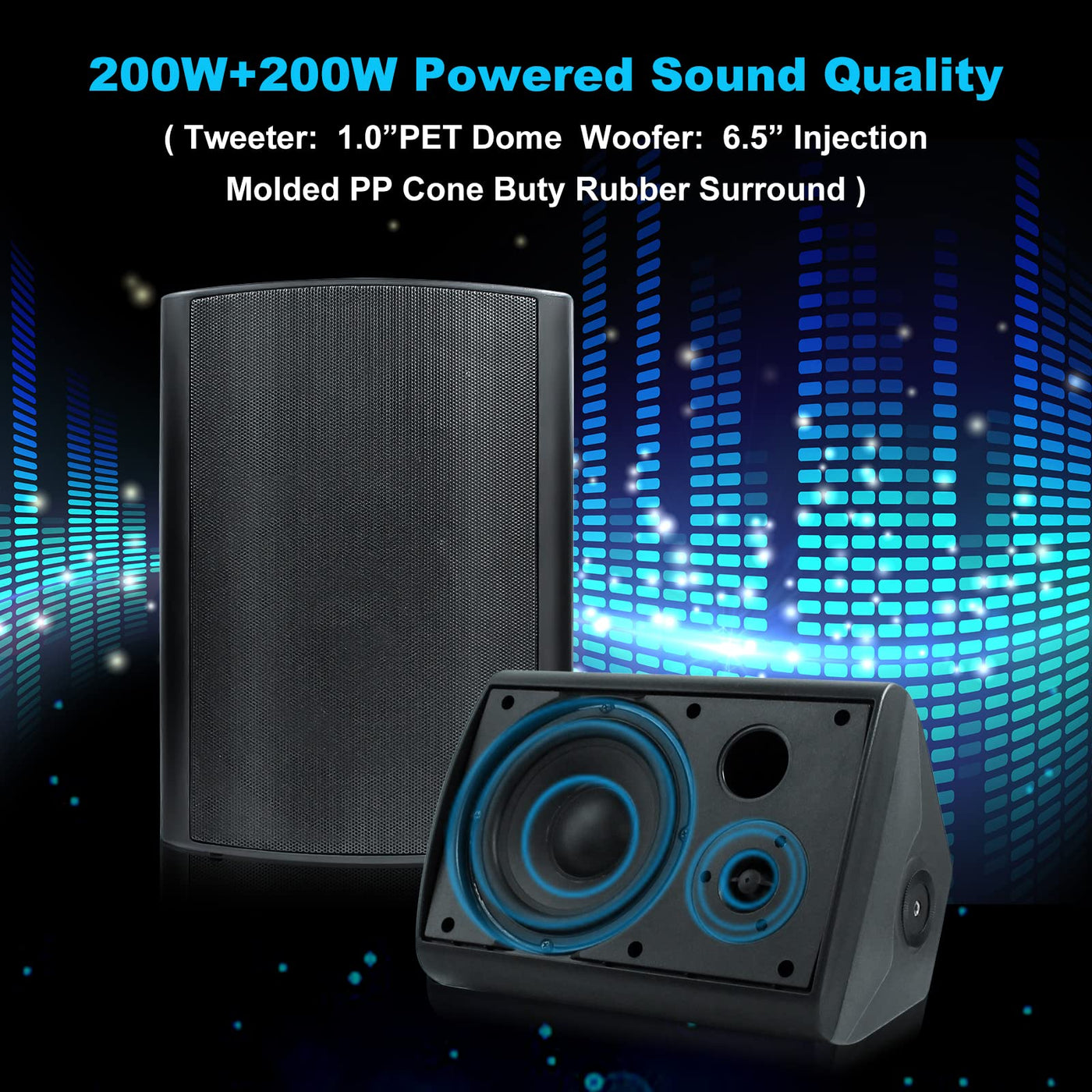 6.5" Bluetooth Outdoor Speakers 400 Watts HEHOS601BT