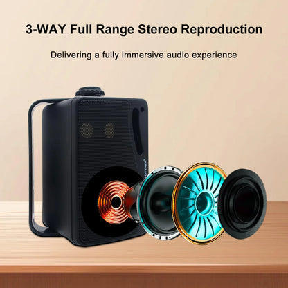 STUDIOFINIX ST-HOS-301 3.5" Outdoor Speakers | 200W Weatherproof Wired Wall Mount (Pair)