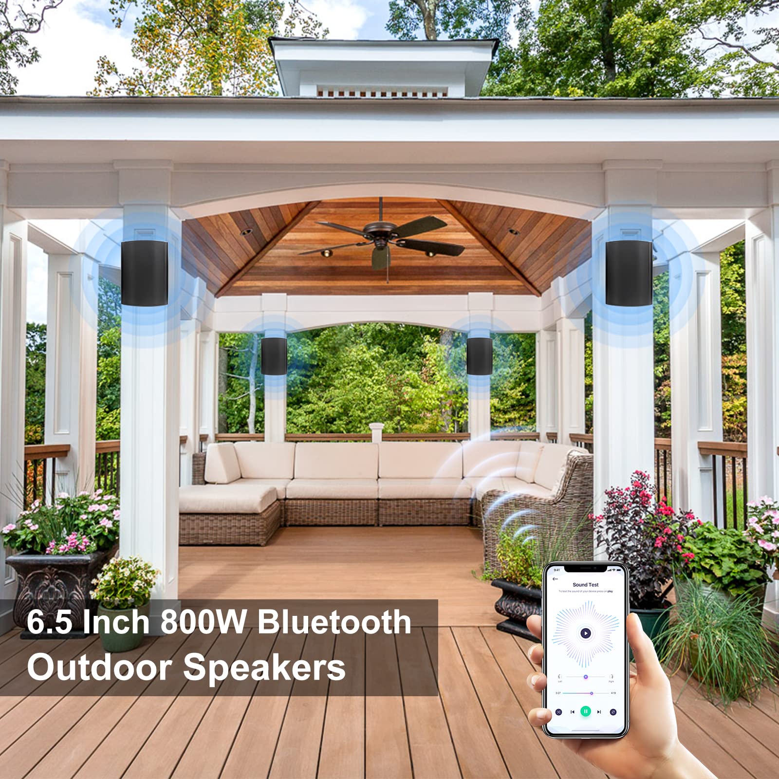 6.5" Bluetooth Outdoor Speakers 800 Watts ST-HOS-601BTBX2