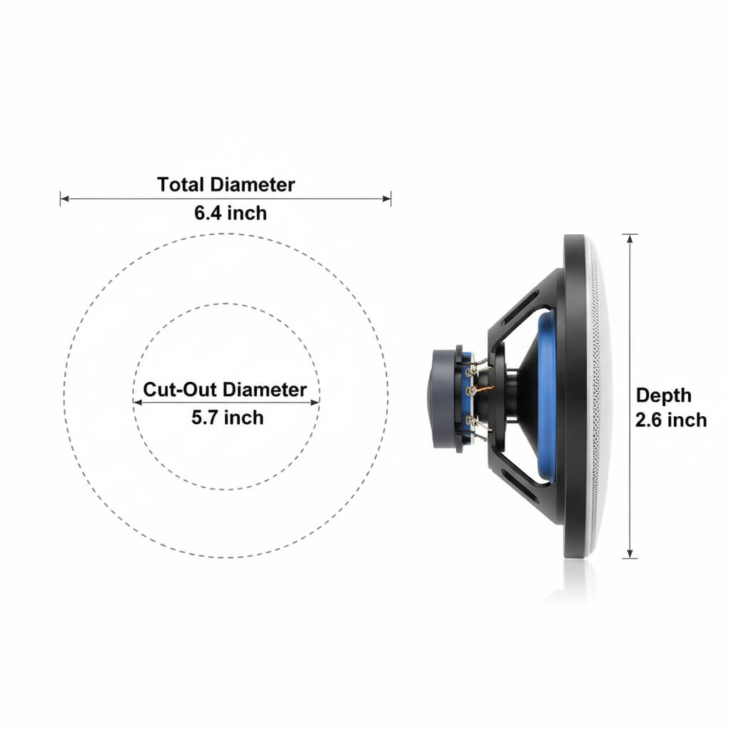 STUDIOFINIX HCS418 4" 160W 2-Way Flush Mount Ceiling & Wall Speakers | Kitchen, Living Room, Office (Pair)
