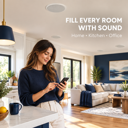 STUDIOFINIX ceiling speakers in a home listening environment